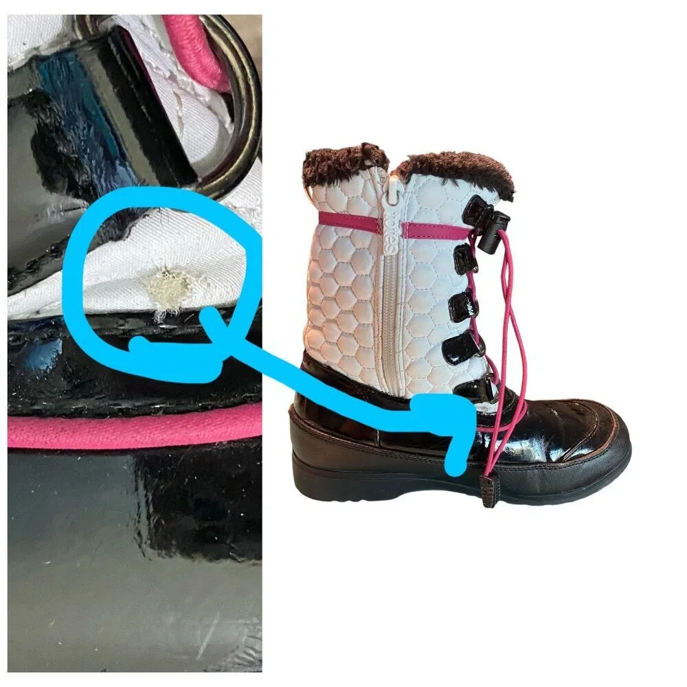 Totes Toasty White Girls Snow Boot in Black, Pink and White Sz 4 - Picture 9 of 10